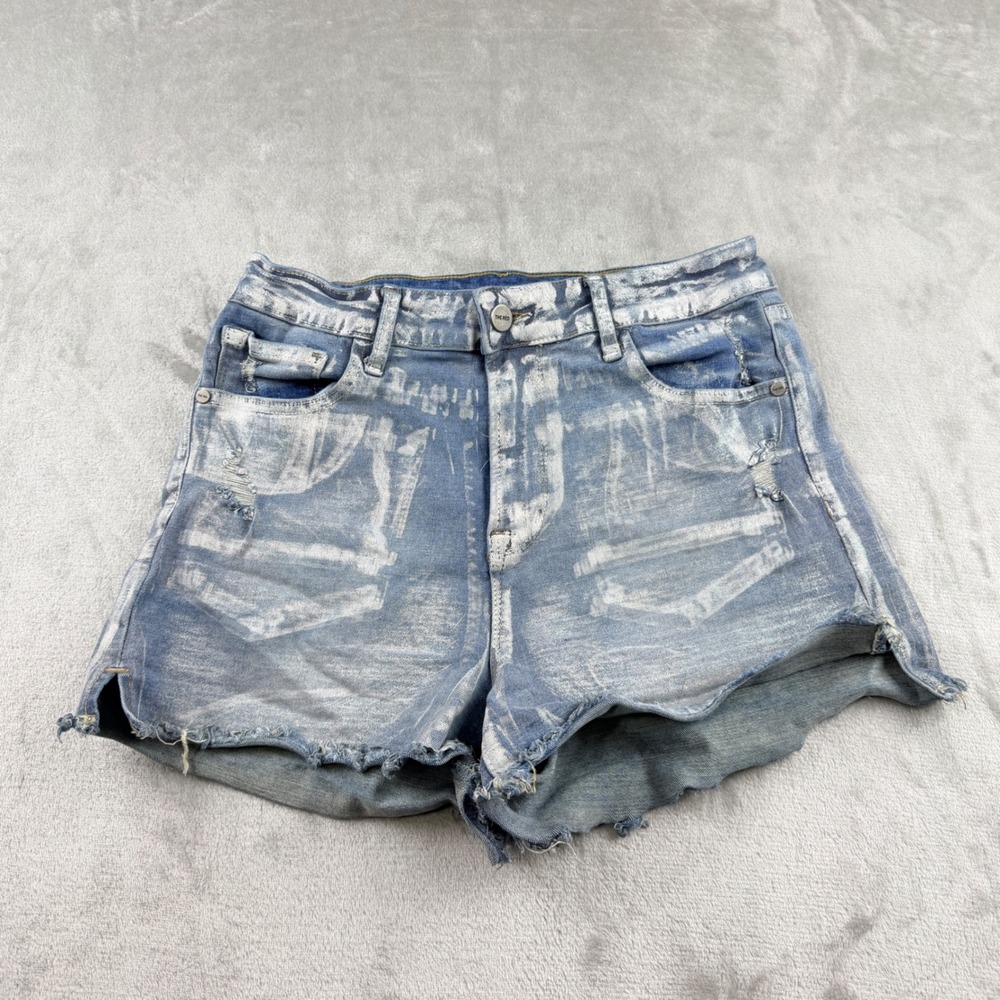 Smoke Rise RED Women's Size L Distressed Denim Shorts Blue White Wash